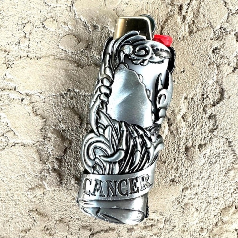Metal lighter case fits BIC lighter standard size j6 holder zodiac case cancer